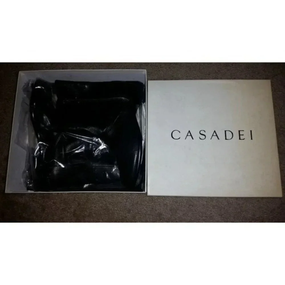 Casadei Black Leather Mesh Look 2 Style Ankle Boot, Sz 40 / IT 10 / US 9.5 - Picture 7 of 12